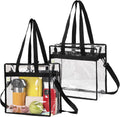 VENO Clear Tote Bag - Stadium Approved, Large 12x6x12 Transparent Crossbody for Beach & Events