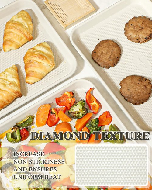 Ymiton 2-Pack 12x17 Half Sheet Pan Baking Sheet Set with Wire Rack - Nonstick 0.8mm Thick Carbon Steel, Cookie Sheets for Baking, Dishwasher Safe, Warp Resistant, Oven Safe 450°F, Salted Gray