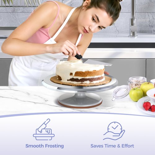 Ohuhu Cake Stand, Aluminium 12''Cake Turntable Decorating Bakery Supplies - BPA-Free Frosting Spinner Rotating Revolving Lazy Susan Perfect Gifts