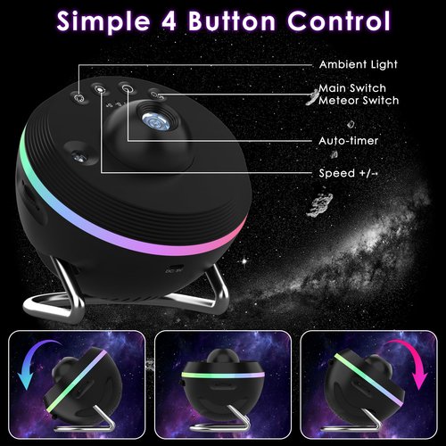 Star Projector Galaxy Light, Galaxy Projector for Bedroom with Meteor and RGB Lighting Effects, 13 HD Film Discs Planetarium Projector with Timer, Space Projector Night Light for Kids