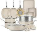 Granitestone Ceraluxe 20-Piece Nonstick Ceramic Cookware Set - Complete Kitchen Pots, Pans, & Bakeware