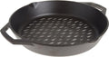 Lodge Pre-Seasoned Cast Iron Grilling Pan - 12 Inch Round Design for Perfect Grilling | Prevents Food from Falling Through