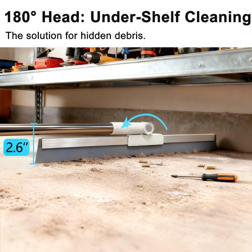 Purexa 19.7'' Large Floor Squeegee for Concrete Floor with 51''-58'' Telescoping Stainless Steel Handle, Squeegee Broom for Removing Water on Tile, Epoxy, Garage, Driveway, Patio