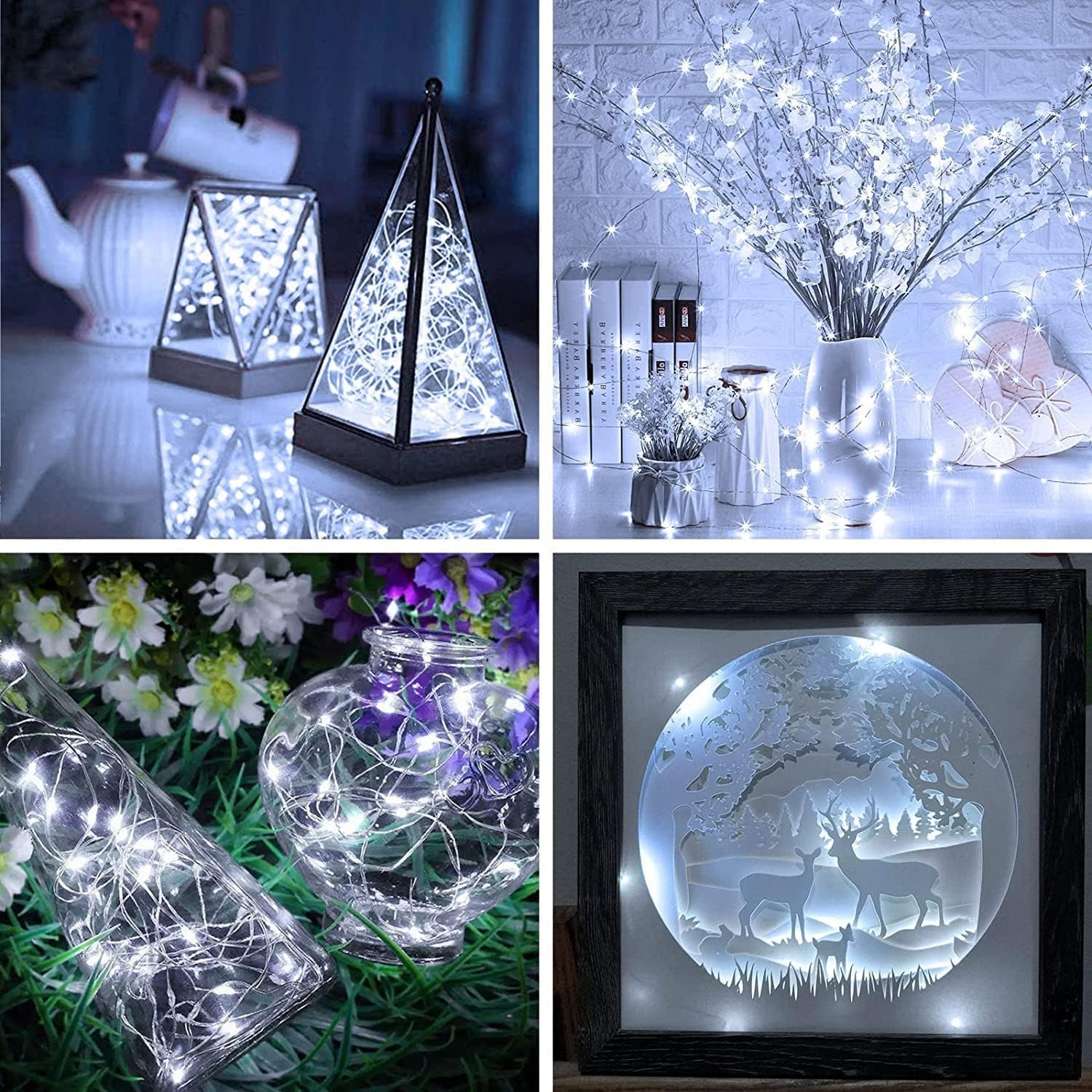 Skiennix 20 Pack Battery Operated Fairy Lights - 7ft Mini Twinkle String Lights | Silver Wire for Weddings & Parties