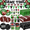 Football Party Decorations Serve 24, 189Pcs Football Party Supplies Includes Plates,Napkins,Cups,Tablecloth,Banner,Balloons,Cupcake Toppers for Game Day Tailgate Football Birthday Party Decorations