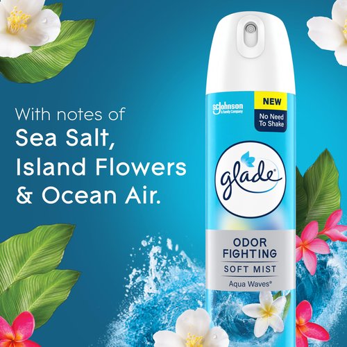 Glade Air Freshener Room Spray, Aqua Waves Scent, Odor Fighting to Deliver Long Lasting Freshness, 8 Oz, 2 Count