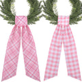 Pink Plaid Wreath Sash - 2 Pcs 60-Inch Buffalo Plaid Sashes for Valentine's Day & Wedding Decor