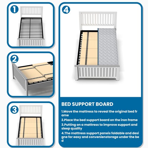 BBX-G Heavy Duty Thick Folding Box Spring, Mattress Supporting Wood Floor, Foldable Box Spring, Bed Support Slats,48"x60"