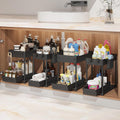 Sevenblue Under Sink Organizer - 2 Tier Multi-Use Pull Out Cabinet Storage with Hooks & Cups | Black, 4 Pack