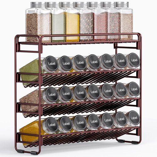 PanPanPal 4 Tier Spice Rack Organizer for Cabinet, Detachable Spice Rack for Countertop, Freestanding Spice Organization for Cabinet, Seasoning Organizer for Kitchen Pantry (13.4" Wx11.2 H, No Jars)