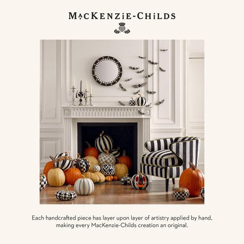 MACKENZIE-CHILDS Toile Small Resin Pumpkin, Halloween Tabletop Decor, Black