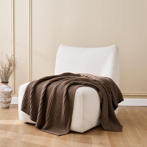 Dark Brown Chunky Knit Throw Blanket 50"x60" - Soft Cozy Thick Knitted Blanket for Couch Sofa Bed, Cute Fall Decorative Throw for Living Room