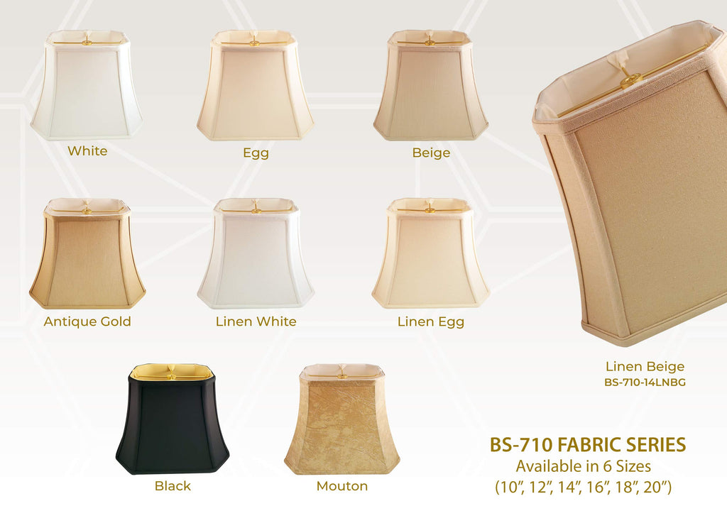 Royal Designs, Inc. BS-710-12AGL Rectangle Cut Corner Basic Lamp Shade, (5x6.5) x (8x12) x 10, Antique Gold