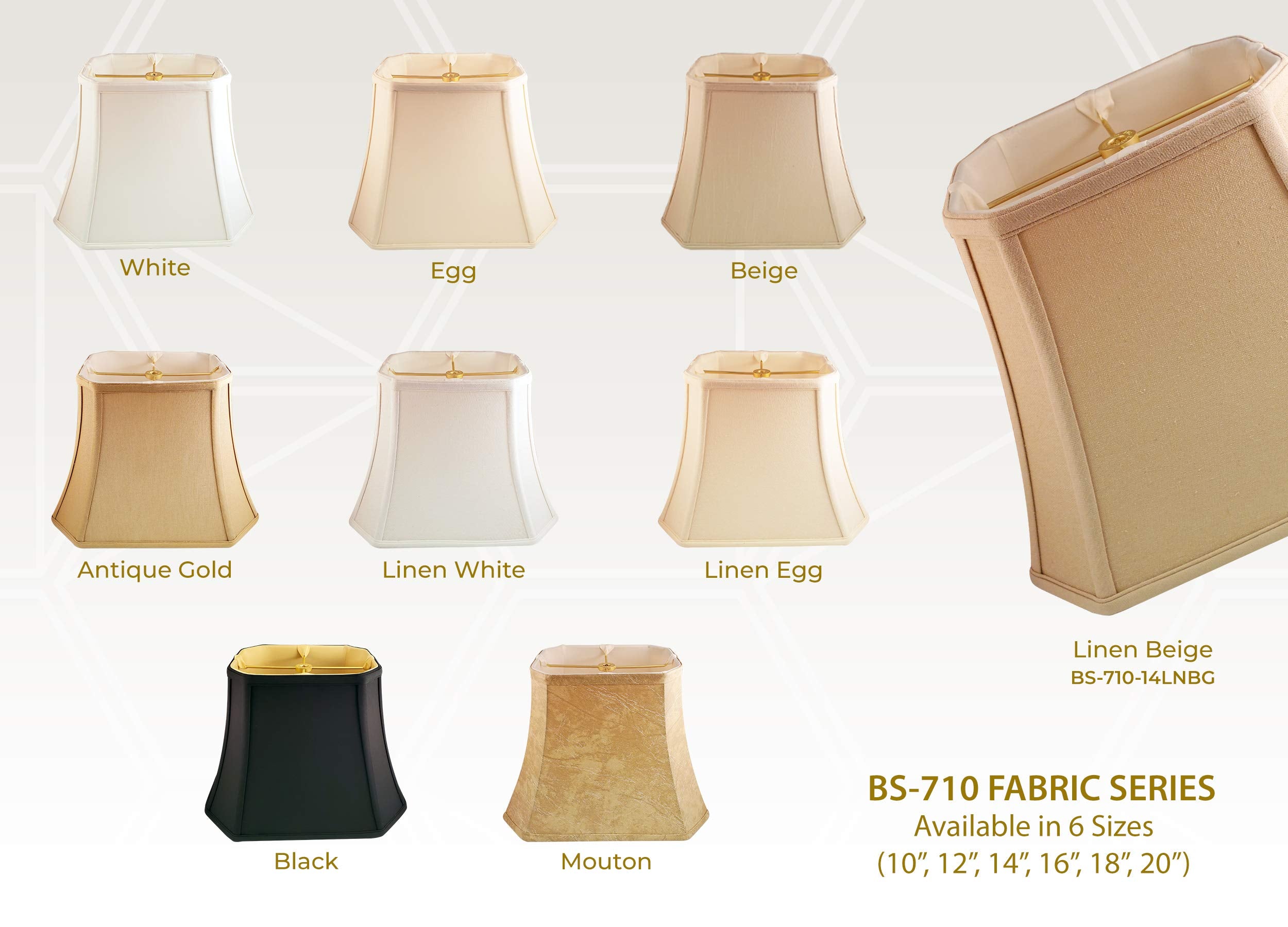 Royal Designs, Inc. BS-710-12AGL Rectangle Cut Corner Basic Lamp Shade, (5x6.5) x (8x12) x 10, Antique Gold