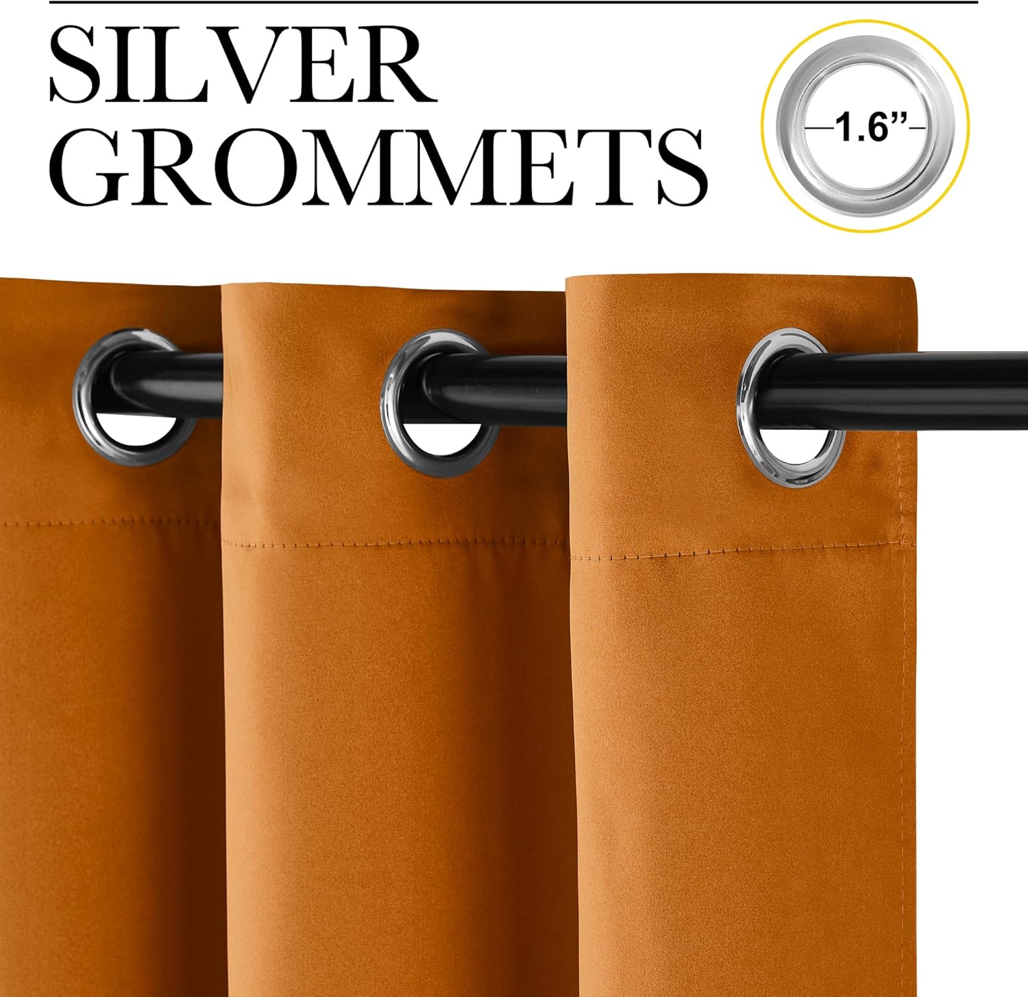 NICETOWN Room Darkening Cafe Curtains - Faux Silk Blackout Drapes for Small Windows | 42" x 84", Orange, 2 Panels