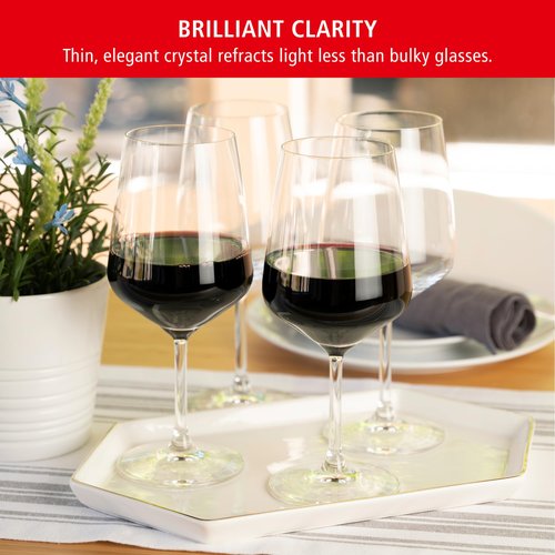 Spiegelau Style Red and White Wine Glasses, Modern Stemmed Wine Glasses, Elegant Glassware for Dinner Parties, Home Bar Cart Accessories, Hosting Essentials, and Wedding Gifts, Set of 12