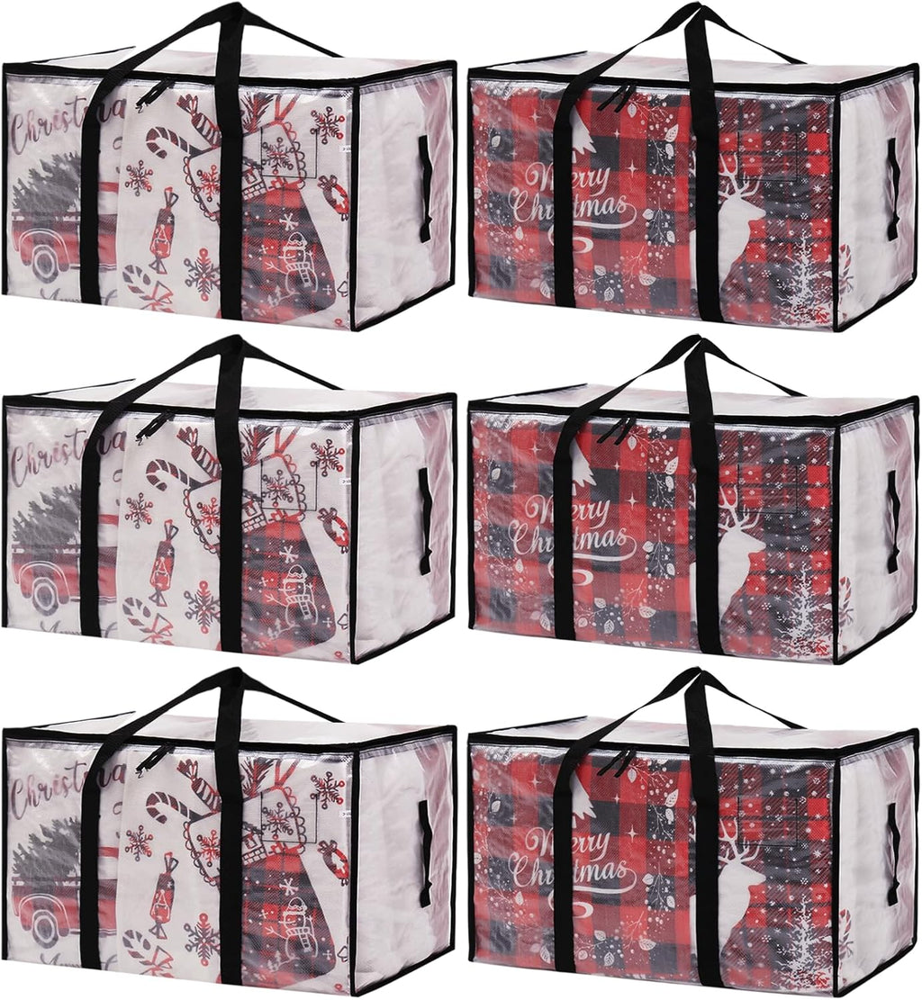 Skiennix Heavy-Duty Moving Bags - Extra Large Clear Storage Bins with Lids | 6 Pack for Clothes