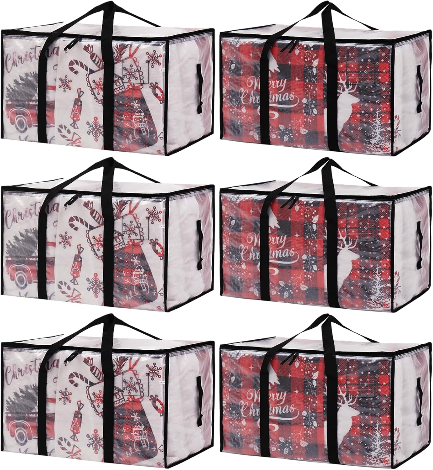 Skiennix Heavy-Duty Moving Bags - Extra Large Clear Storage Bins with Lids | 6 Pack for Clothes