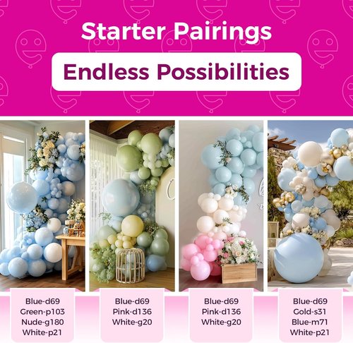 Bezente Pastel Blue Latex Party Balloons - 100 Pack of 12-Inch Round Helium Balloons for Weddings & Celebrations