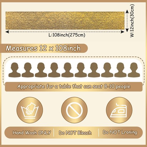 Mixweer 24 Pcs 12 x 108 Inch Gold Sequin Table Runners Bulk Glitter Table Runners Decorations for Birthday Party Wedding Engagement Holiday Celebration Supplies