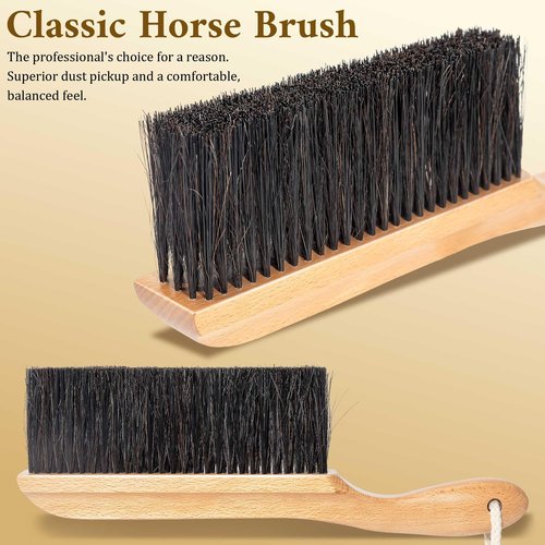 BFWood Horse Hair Hand Broom, Woodworking Bench Cleaning Brush, Fireplace Dust Brush, Hand Broom for Shop, Furniture, Carpet, Car Wash, Sweeping, Workspace, Exhibition-Hall, Upholstery