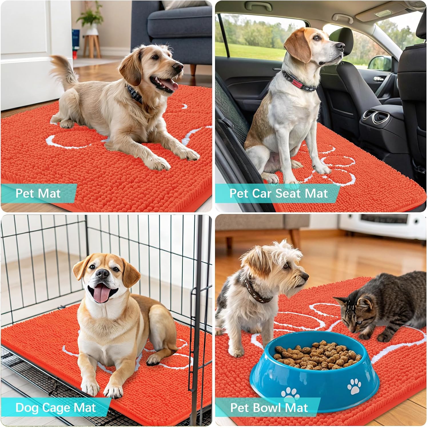 OLANLY Dog Door Mat - Absorbent Non-Slip Mud Mat for Paws | 30x20 Coral Chenille Design