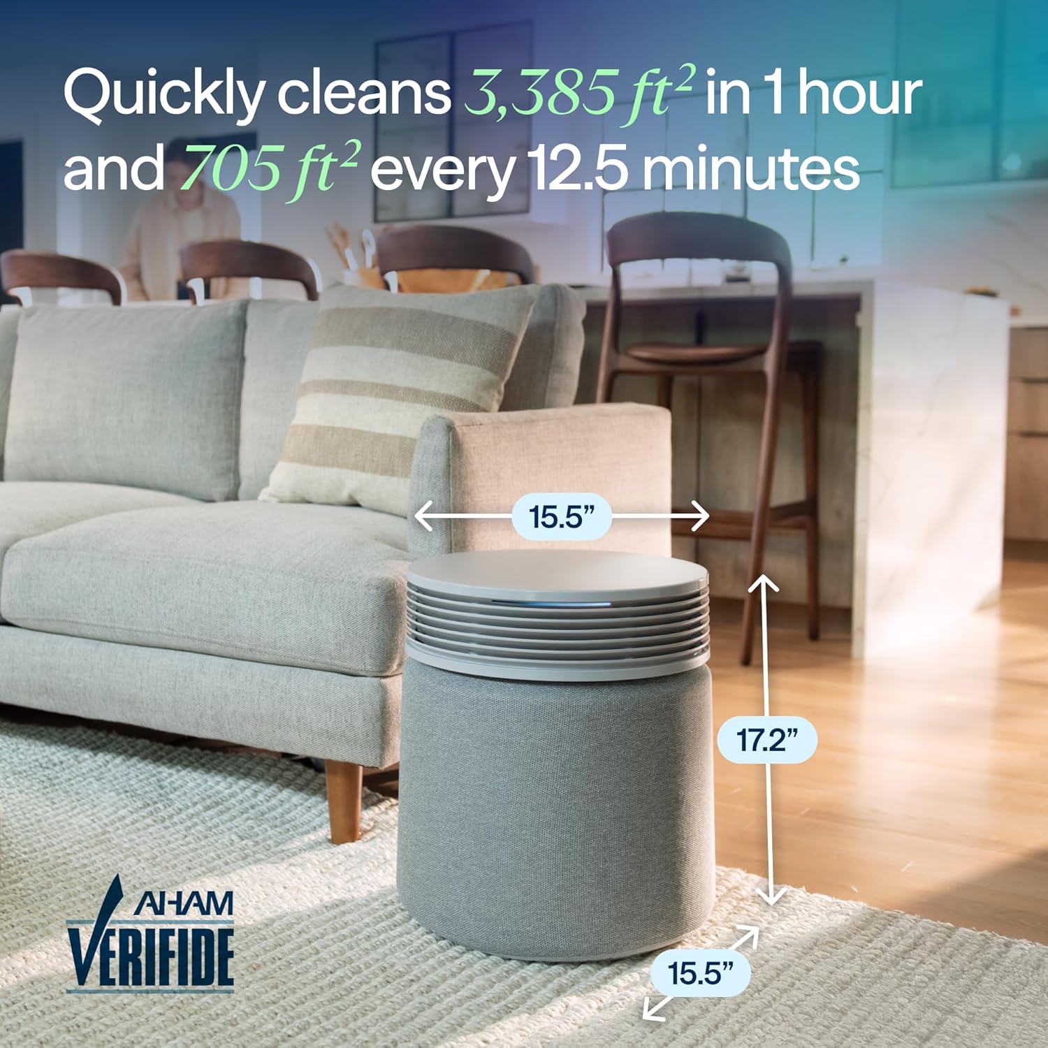 Blueair Blue Signature Air Purifier - HEPASilent Filtration for Large Rooms up to 3,385 Sq Ft | Smart WiFi & Quiet Operation