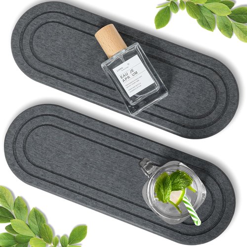 Diatomaceous Earth Coasters by Skiennix - Fast Drying Water Absorbent Stone Tray Set | 2PCS for Kitchen & Bathroom