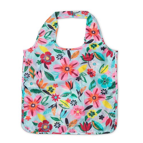 kate spade new york Reusable Produce Bags, Shopping Tote with Zipper Storage Pouch, Lightweight Foldable Grocery Bag, Safari Floral