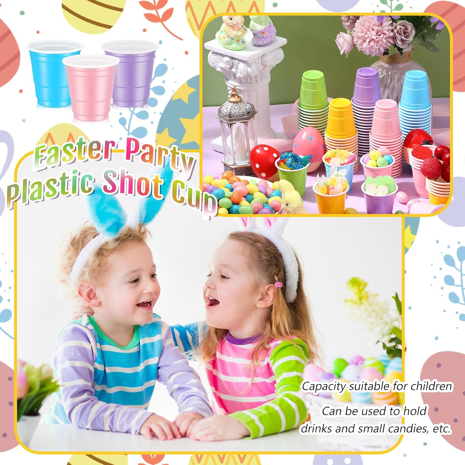 Roshtia 100 Pack 2 oz Plastic Shot Cups - Mini Disposable Party Glasses for Weddings & Events | Light Multicolor