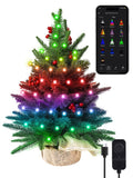Brizled Smart Mini Christmas Tree, 22.8in DIY Smart-Lit Tabletop Tree with 75 LED RGB Lights, App/Voice Control 159+ Scenes Mini Xmas Tree USB C Music Small Tree Work with PD Power for Fireplace Desk