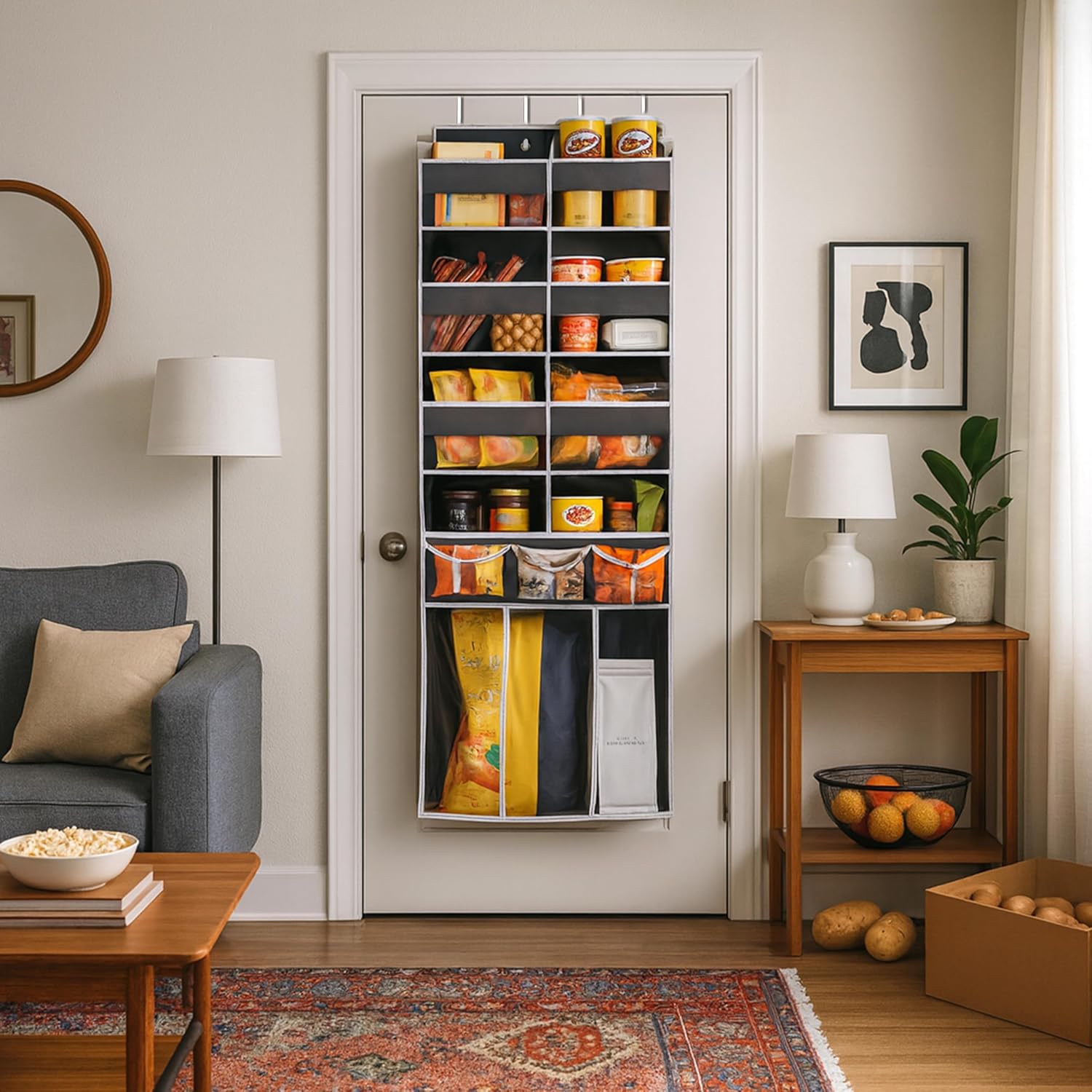 Over The Door Organizer by Extra Large | Heavy-Duty 8 Compartment Design with Clear Pockets - 57 Inch Height