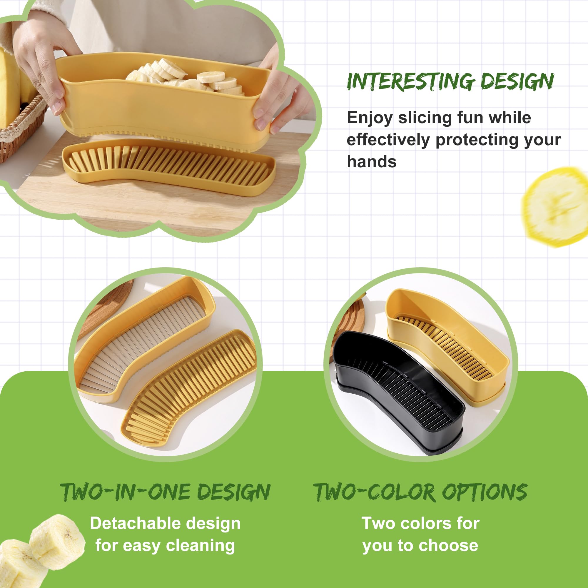 Extra Large Fruit Slicer Banana Cutter, Strawberry Slicer, Cucumber, Speed for Egg Cheese Butter Cutter Hot Dog Grape, Strawberry Cutter kitchen(Yellow)