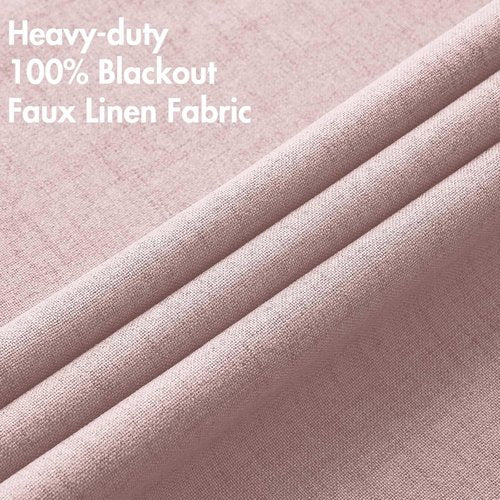 MIULEE 90-Inch Linen Texture Curtains - 100% Blackout Thermal Insulated Pink Drapes | Room Darkening 52x90 Inch (2 Panels)