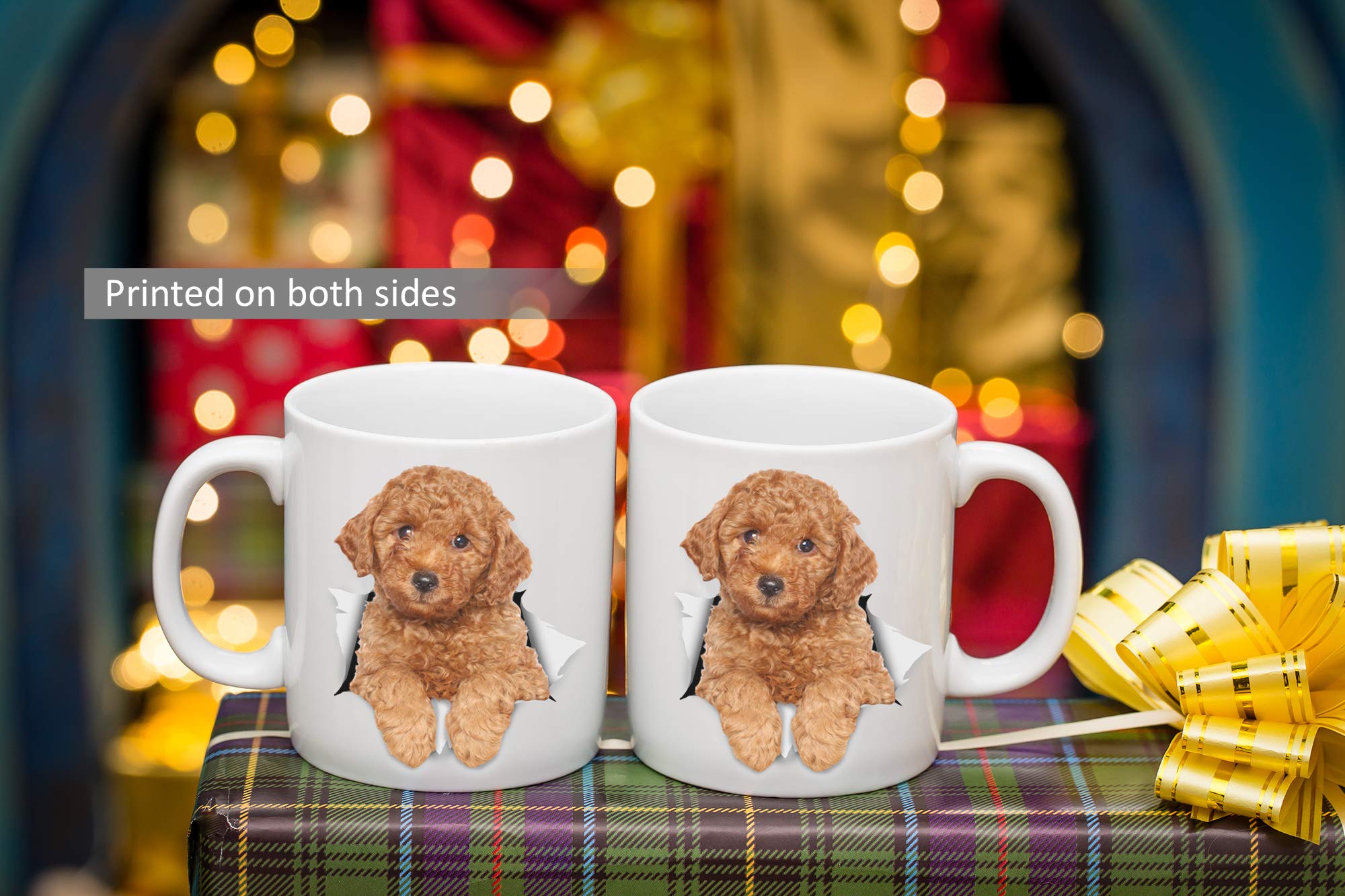 Funny Red Poodle Dog Mug - Ceramic Funny Coffee Mug - Perfect Dog Lover Gift - Cute Novelty Coffee Mug Present - Great Birthday or Christmas Surprise for Friend or Coworker, Men and Women (15oz)