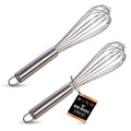 BINO 2-Piece Egg Whisk Set - 10 Inch | Thick Wire Balloon Whisk Set | Manual Egg Beater | Pancake Whisk | Kitchen Whisks for Cooking & Baking | Kitchen Utensils Whisking & Stirring | Kitchen Tools