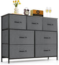 Skiennix 7-Drawer Dresser - Anti-Tip Wide Storage Organizer with Wooden Top | Gray Fabric Chest for Bedroom, Living Room, Hallway