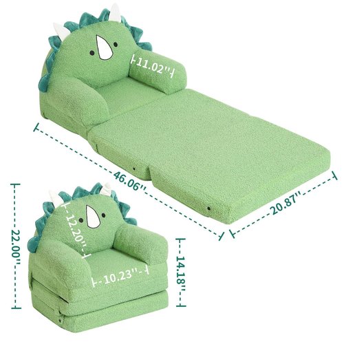 MOMCAYWEX Kids Sofa, Sherpa Couch with Tri-Layer Foam Cushions, Comfy Seating for Kids Age 18 Months and Up, Green