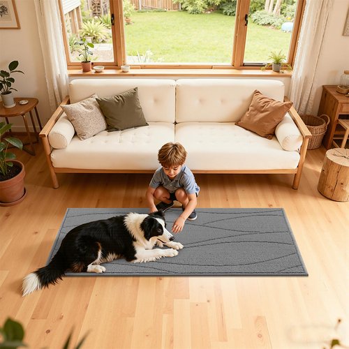 Bsmathom Kitchen Rugs Sets of 3, Non Slip Kitchen Runner, Washable Non Skid Kitchen Rug, Kitchen Floor Mat for Hallway Entryway Laundry Room, Light Gray