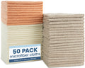 S&T INC. 50 Pack Microfiber Cleaning Cloth, Bulk Towels for Home, Reusable Microfiber Towels for Cars, Cleaning Rags, Neutral Coral, 11.5 Inches x 11.5 Inches, 50 Count