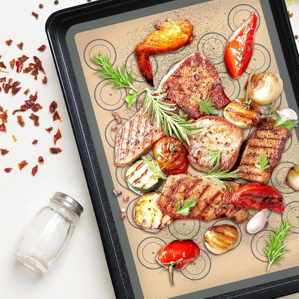 Skiennix Silicone Baking Mat Set of 6 - Non-Stick Baking Sheets for Macarons, Cookies & More