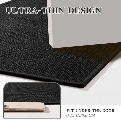chakme Bathroom Rugs Mat 24x17, Ultra Thin Non Slip Bath Mat Small Quick Dry Absorbent Bath Mat for Bathroom Floor, (Black, 24"x17")