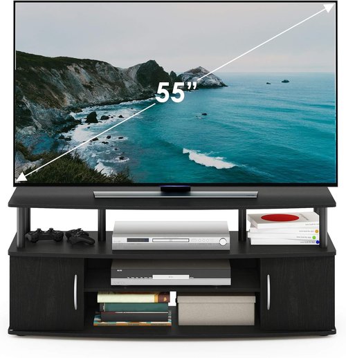 Furinno JAYA Large TV Stand - Stylish Entertainment Center for TVs Up to 55 Inches | Blackwood Finish