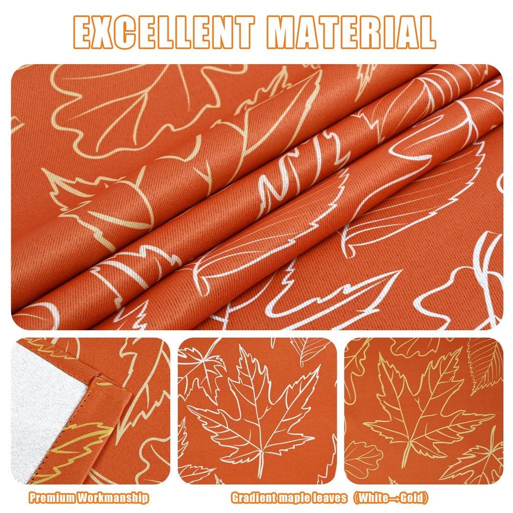 FRAMICS Thanksgiving Fall Curtains for Living Room Maple Leaves Curtains 84 Inch Length Blackout Thermal Insulated Window Curtain 2 Panels Set Grommet Room Darkening Curtains for Bedroom Dining Room