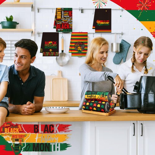 Zubebe 6 Pcs Black History Month Decoration Black History Month Kitchen Dish Towels 18 x 28 Inch Decorative Hand Towel for Kitchen Bathroom Home Gifts
