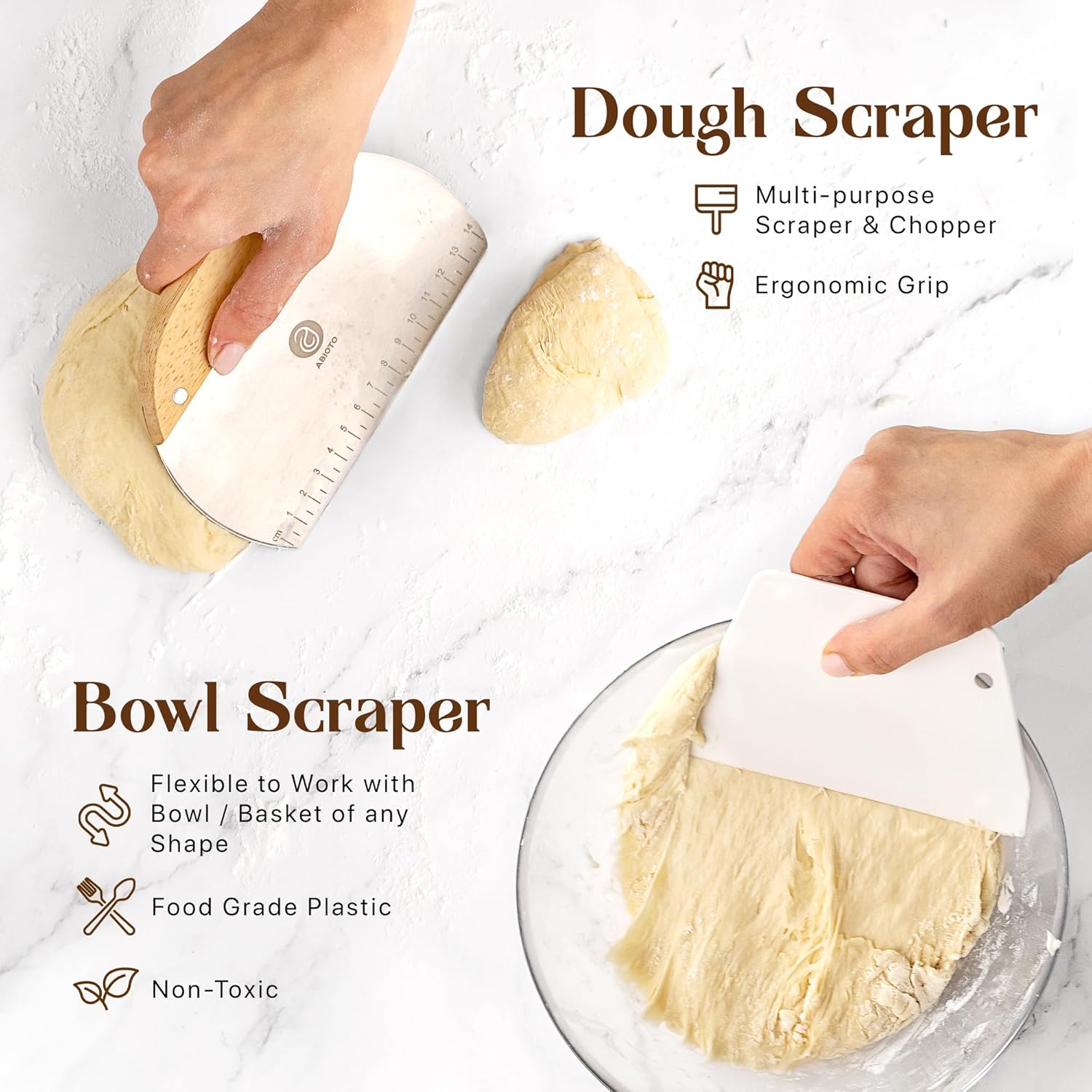 Skiennix Sourdough Starter Kit - Beginner-Friendly Baking Supplies with 10” Round & 11” Oval Banneton Baskets