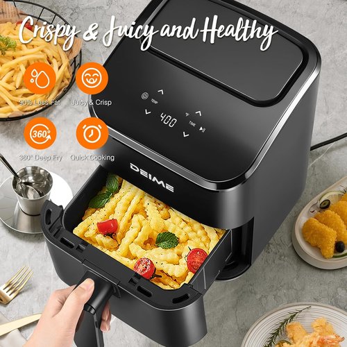 DEIME Air Fryer - Compact 3 Qt Digital Air Fryer for Quick Meals | Nonstick & Dishwasher Safe (Black)
