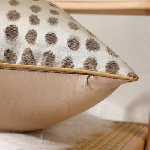 HOSTECCO Gold Abstract Throw Pillow Covers 18x18 inch Set of 2 Jacquard Dot Pillow Cases Modern Decorative Cushion Covers for Sofa Couch Bed