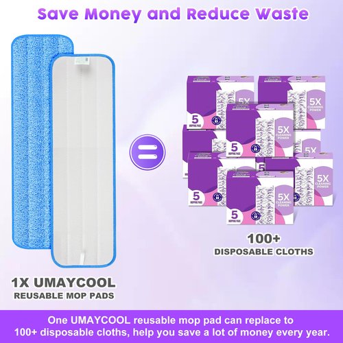 6 Pack Reusable Mop Pads for Swiffer PowerMop, Super Absorption, Multi-Surface Hardwood Floor Cleaning, Machine Washable Up to 100 Times, Durable, Suitable for All Finished Floors