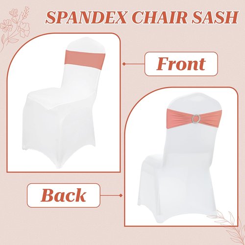 MDS Spandex Chair Sashes - Universal Fit Elastic Stretch Bands with Slider Bow - Coral Peach, 250 Pack